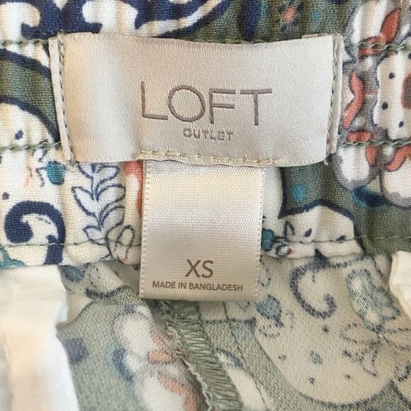 Loft Womens Size XS Floral Fluid Pants Wide Leg Elastic Waist Green Multicolor - Picture 8 of 9